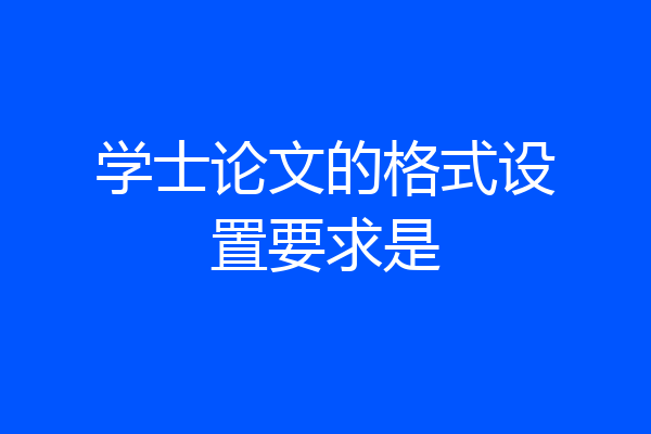 学士论文的格式设置要求是