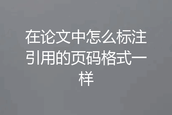 在论文中怎么标注引用的页码格式一样