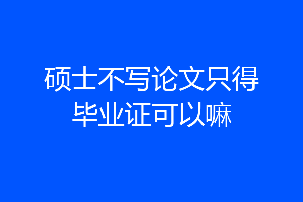 硕士不写论文只得毕业证可以嘛