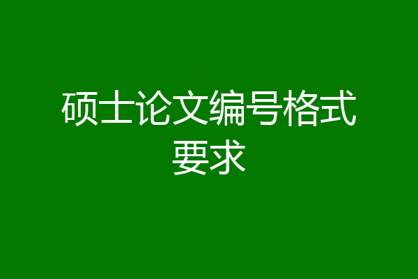 硕士论文编号格式要求