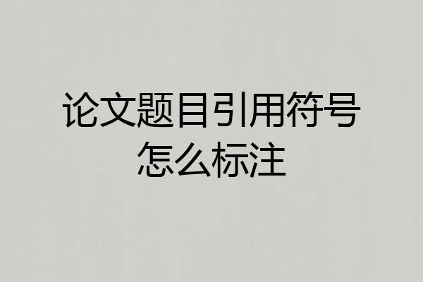 论文题目引用符号怎么标注