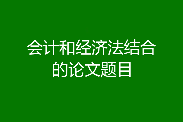 会计和经济法结合的论文题目