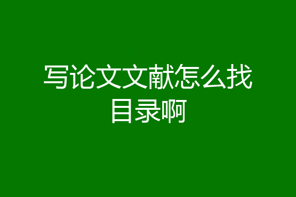 写论文文献怎么找目录啊