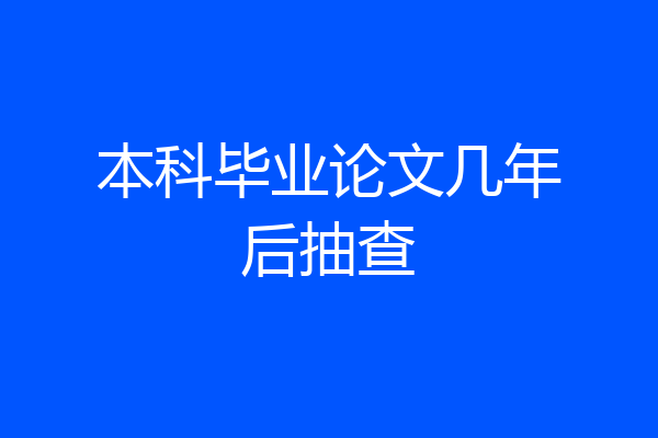 本科毕业论文几年后抽查