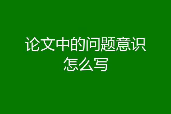 论文中的问题意识怎么写