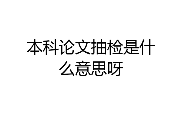 本科论文抽检是什么意思呀