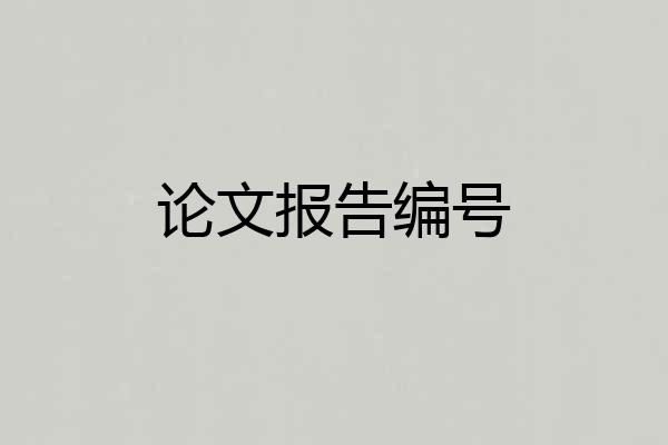 论文报告编号