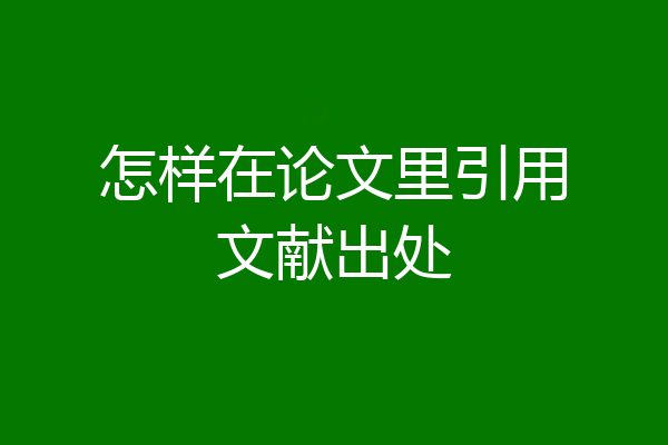 怎样在论文里引用文献出处
