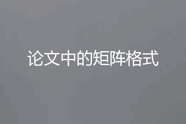 论文中的矩阵格式