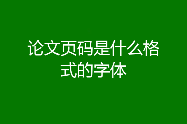 论文页码是什么格式的字体