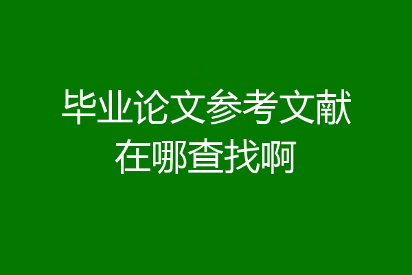 毕业论文参考文献在哪查找啊