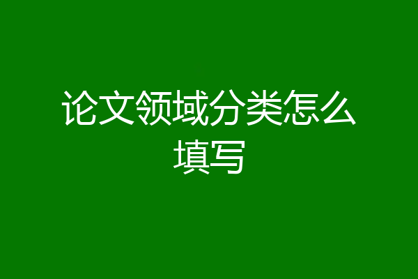 论文领域分类怎么填写