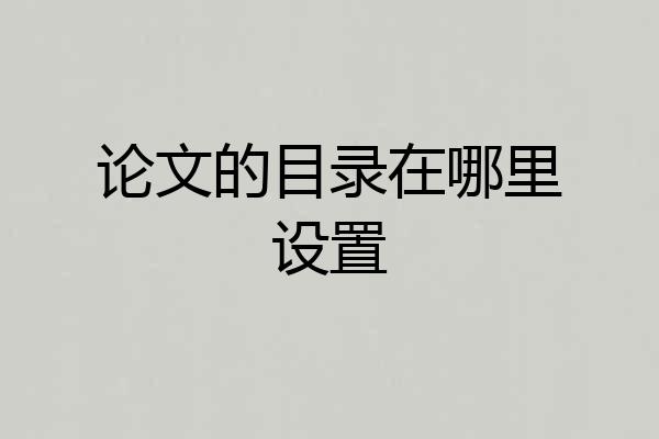 论文的目录在哪里设置