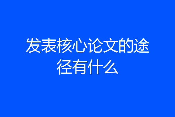 发表核心论文的途径有什么