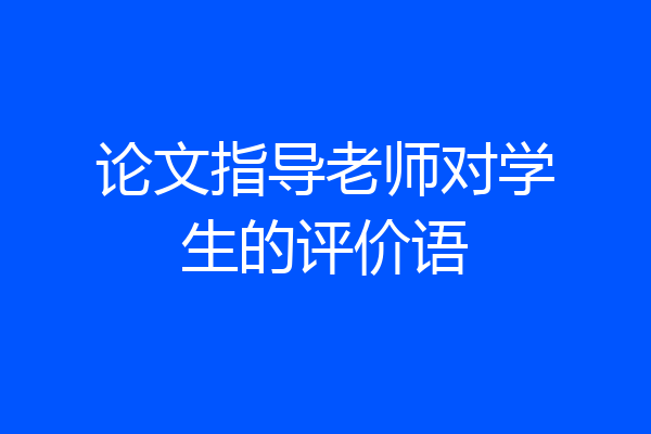 论文指导老师对学生的评价语
