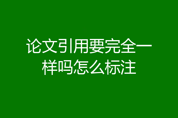 论文引用要完全一样吗怎么标注