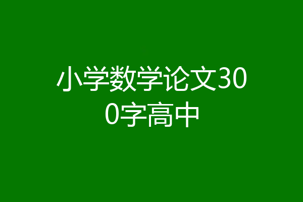 小学数学论文300字高中