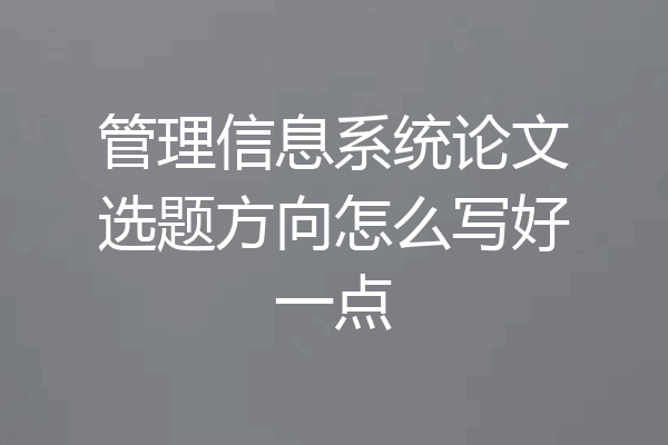 管理信息系统论文选题方向怎么写好一点