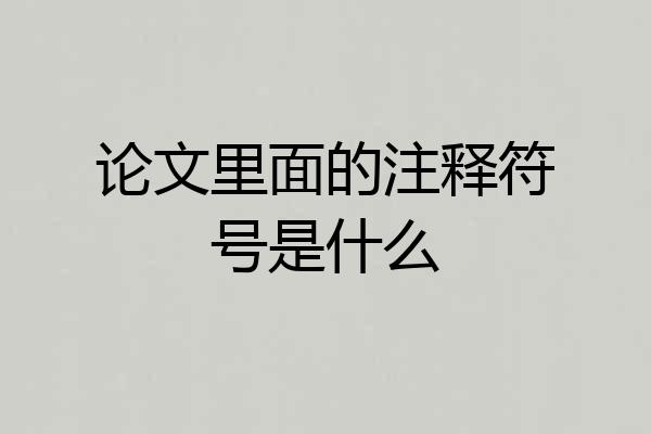 论文里面的注释符号是什么