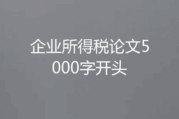 企业所得税论文5000字开头