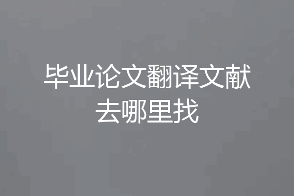 毕业论文翻译文献去哪里找