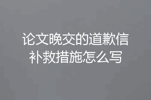 论文晚交的道歉信补救措施怎么写