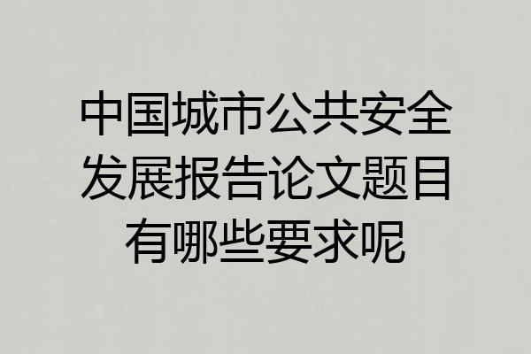 中国城市公共安全发展报告论文题目有哪些要求呢