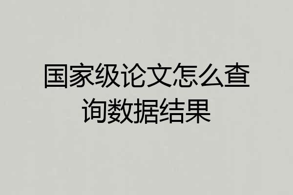 国家级论文怎么查询数据结果