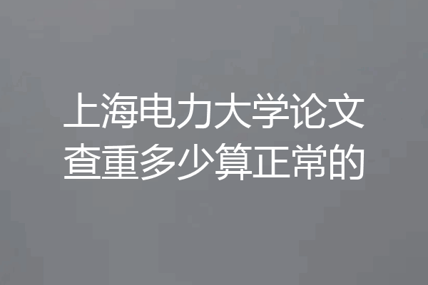 上海电力大学论文查重多少算正常的