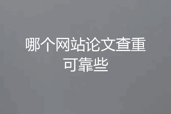哪个网站论文查重可靠些