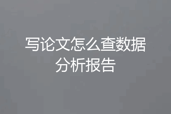 写论文怎么查数据分析报告
