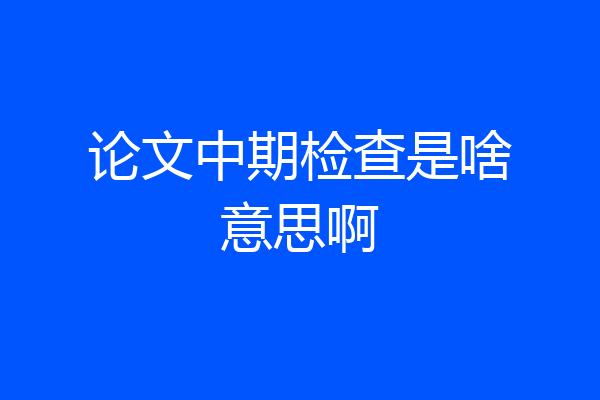 论文中期检查是啥意思啊