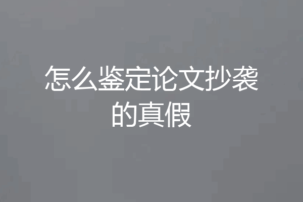 怎么鉴定论文抄袭的真假