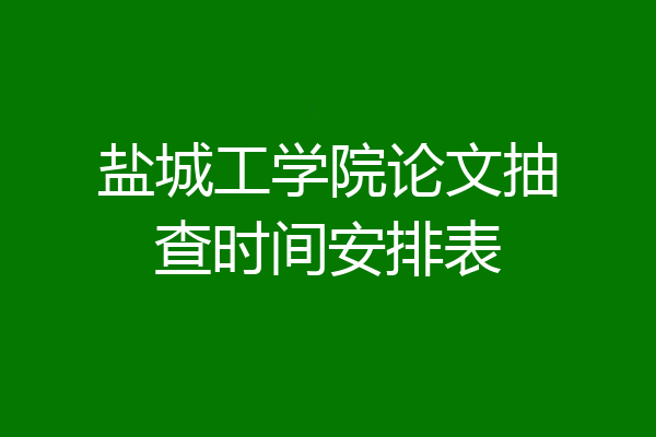 盐城工学院论文抽查时间安排表