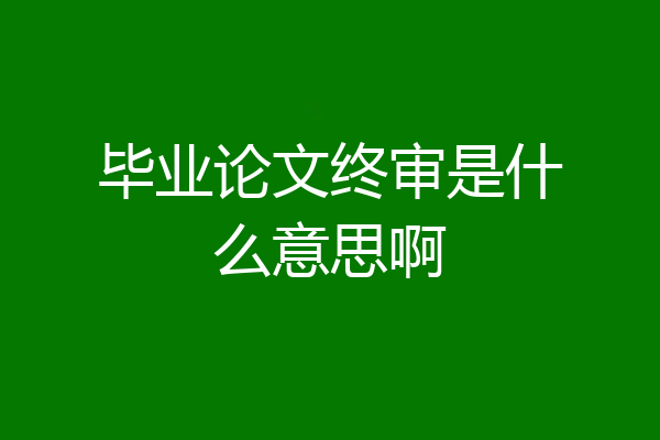毕业论文终审是什么意思啊