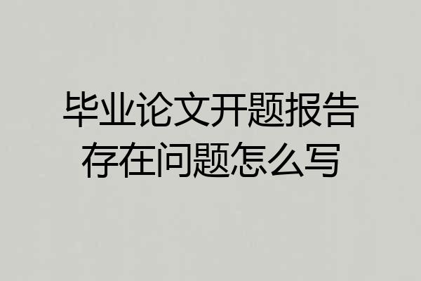 毕业论文开题报告存在问题怎么写