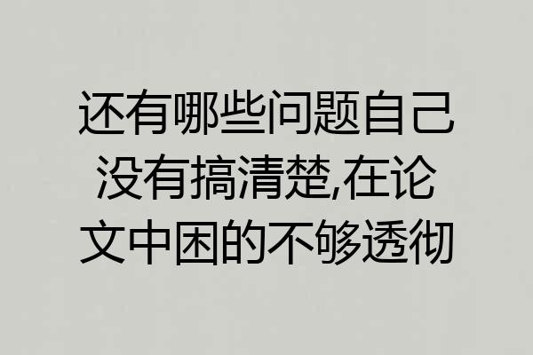 还有哪些问题自己没有搞清楚,在论文中困的不够透彻