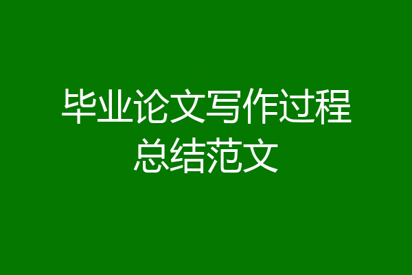 毕业论文写作过程总结范文