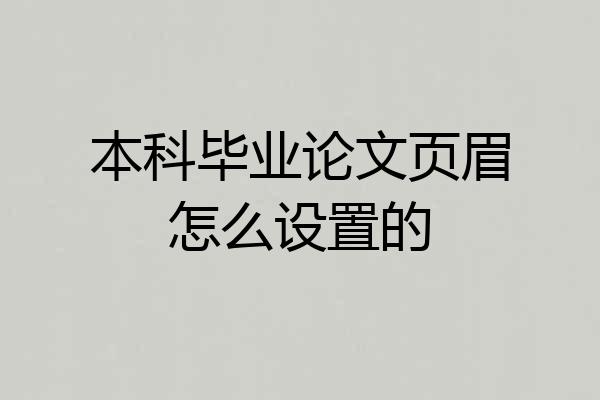 本科毕业论文页眉怎么设置的