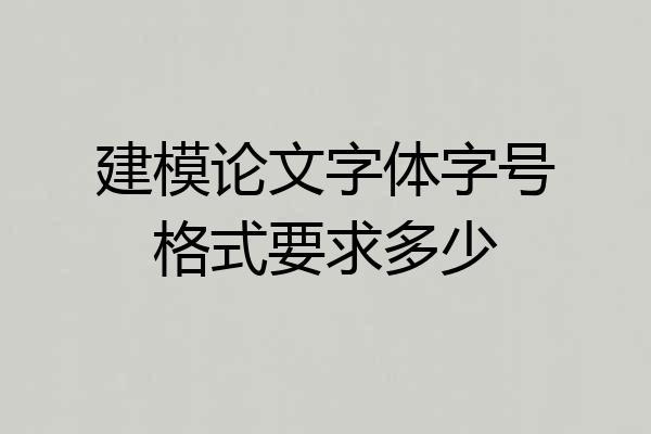 建模论文字体字号格式要求多少