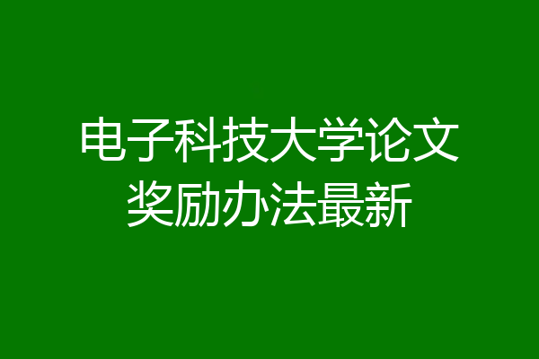 电子科技大学论文奖励办法最新