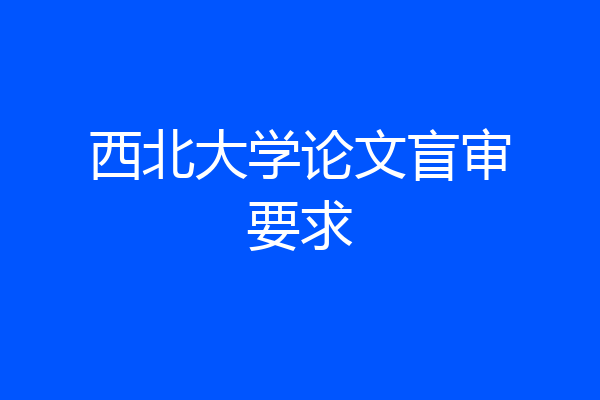 西北大学论文盲审要求