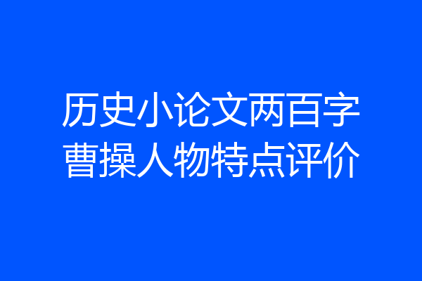 历史小论文两百字曹操人物特点评价