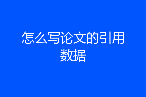 怎么写论文的引用数据