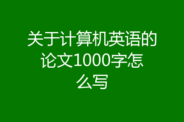 关于计算机英语的论文1000字怎么写