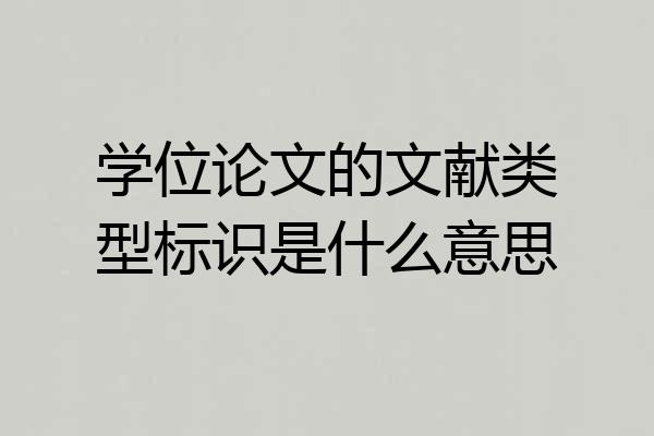学位论文的文献类型标识是什么意思