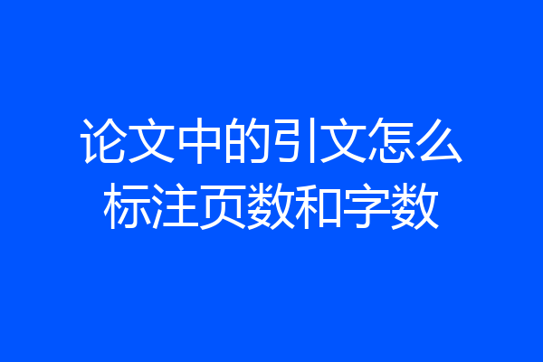 论文中的引文怎么标注页数和字数
