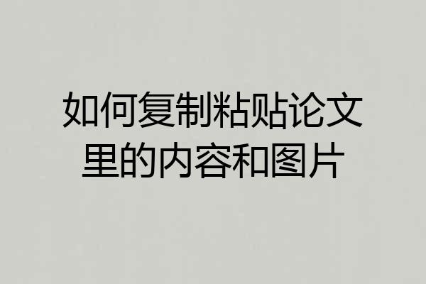 如何复制粘贴论文里的内容和图片