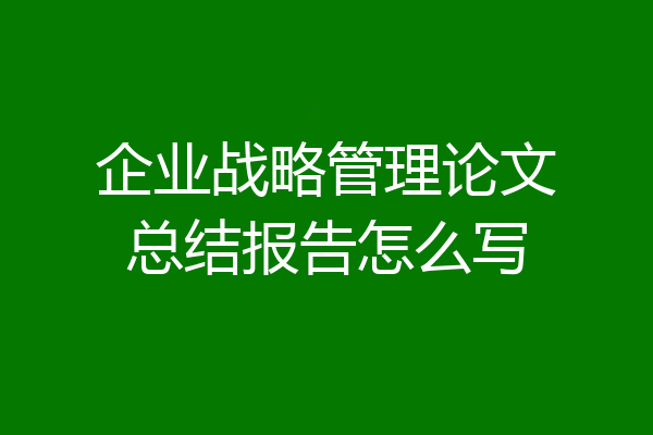 企业战略管理论文总结报告怎么写