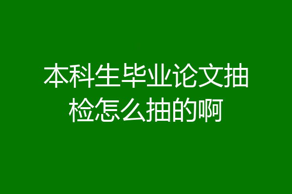 本科生毕业论文抽检怎么抽的啊